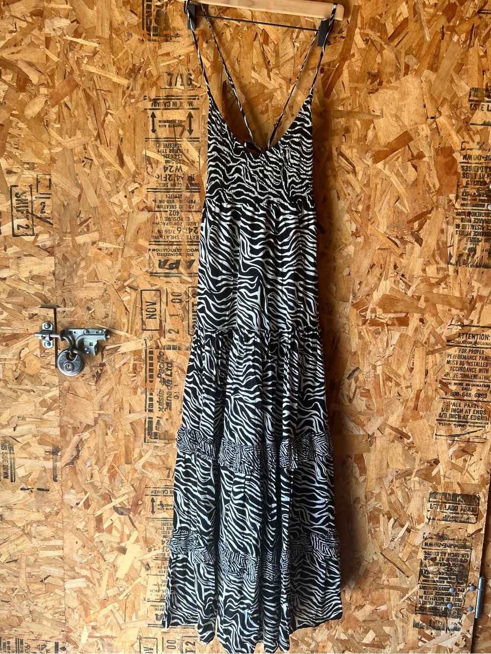 Anthropologie Lusana Marise Maxi Dress Small Tiered Zebra Boho Flowy Vacation